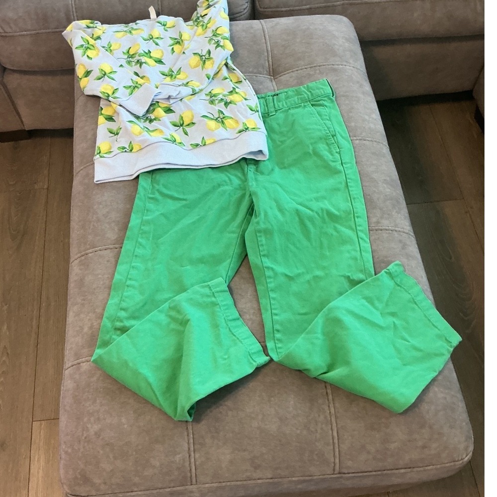 Janie &‎ Jack Crewcuts Girls Clothing Lot Lemon Sweatshirt Chino Pants Preppy 10